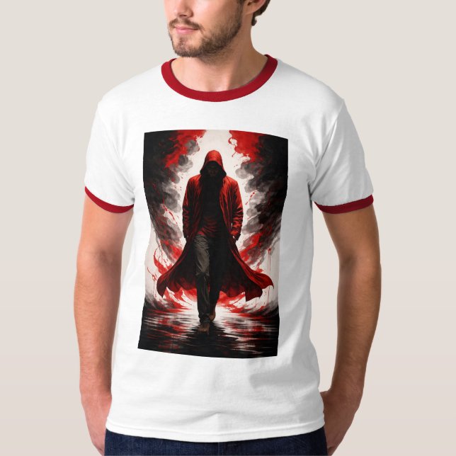 Dark Power Awakening Rot vermummte Figur T-Shirt (Vorderseite)
