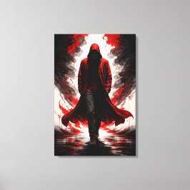 Dark Power Awakening – Rot vermummte Gestalt Leinwanddruck