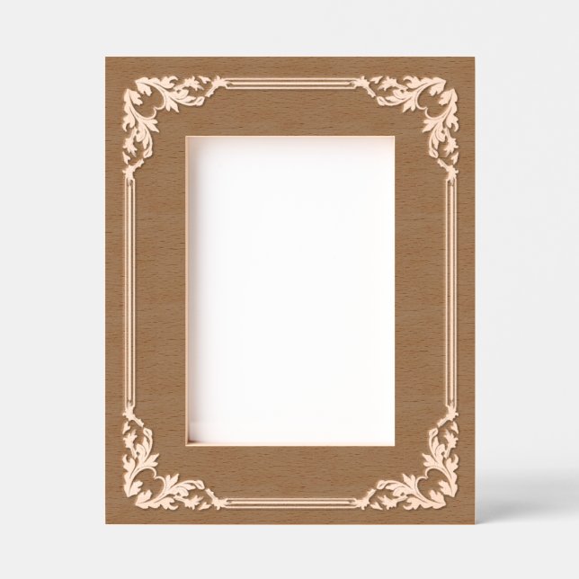 Dark Prairie Rose Etched Wood Frame Geätzte Rahmen (Vorderseite)
