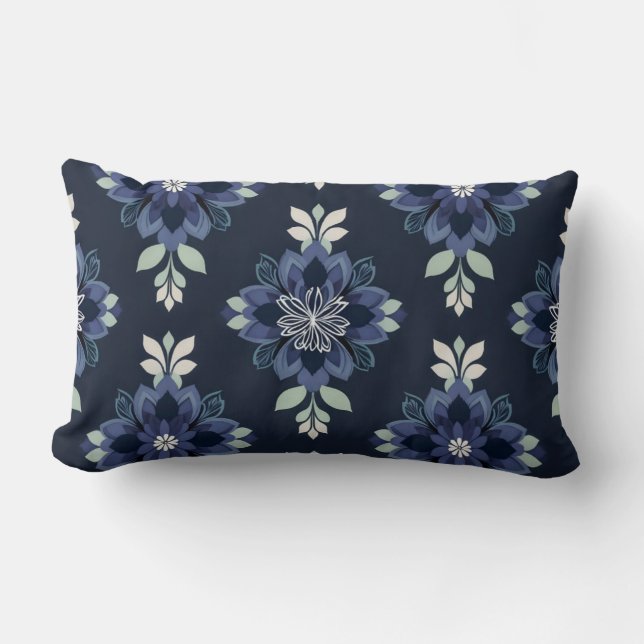 Dark Preppy Boho Blume Pattern Pillow Lendenkissen (Vorderseite)