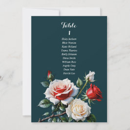 Dark Pretty pink white red rose seating chart card Einladung