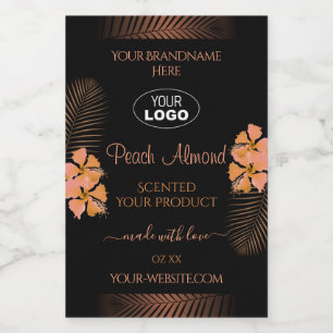 Dark Product Labels Orange Exotic Blume Logo hinzu Lebensmitteletikett