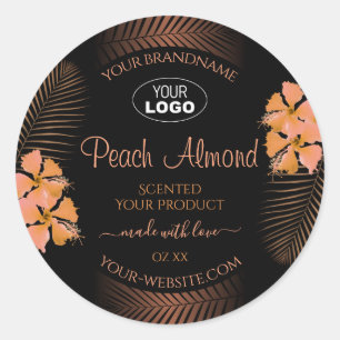 Dark Product Labels Orange Exotic Blume Logo hinzu Runder Aufkleber