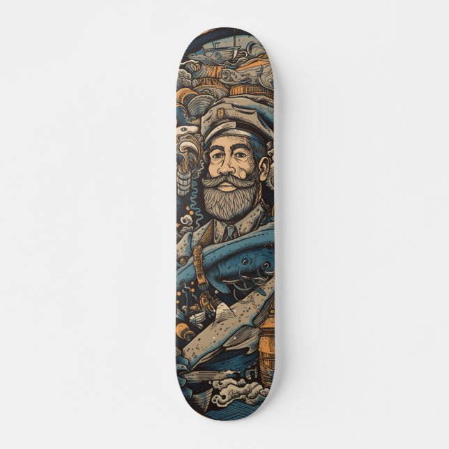Dark psychedelic Captain Nemo Skateboard (Vorne)