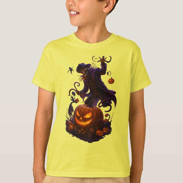 Dark Pumpkin Reaper – Creepy Halloween Skeleton Ar T-Shirt (Vorderseite)