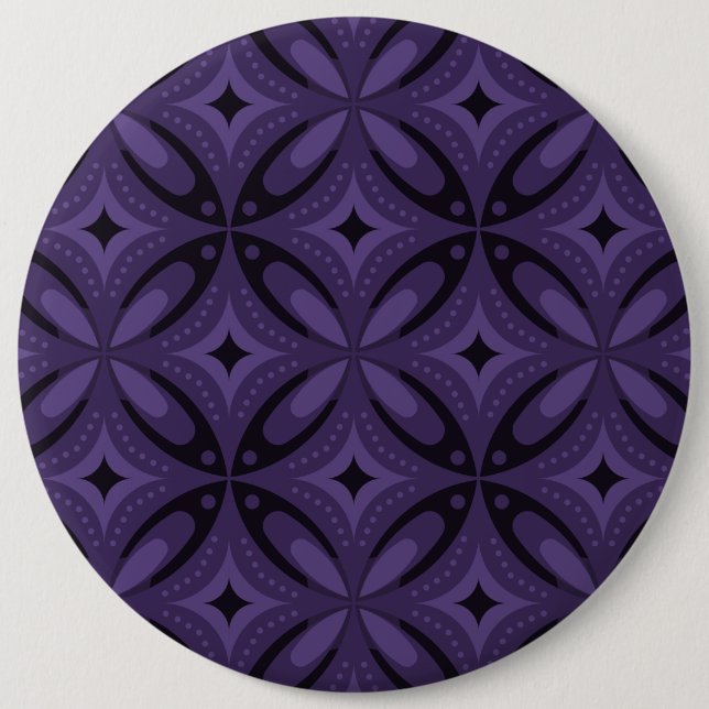 Dark Purple Colored Retro Pattern Button (Vorderseite)