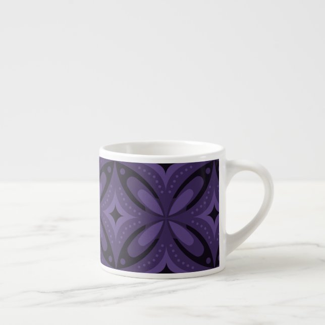 Dark Purple Colored Retro Pattern Espressotasse (Rechts)