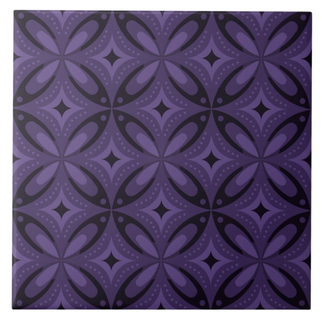 Dark Purple Colored Retro Pattern Fliese (Vorderseite)