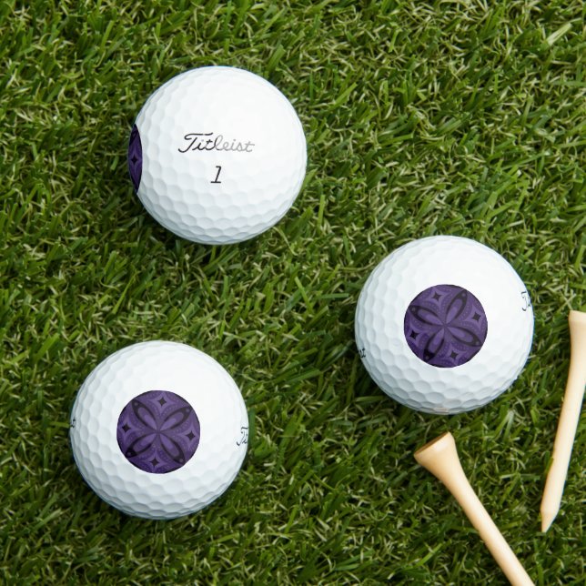Dark Purple Colored Retro Pattern Golfball (Insitu Gras)