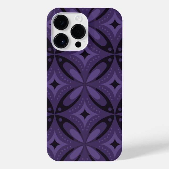 Dark Purple Colored Retro Pattern iPhone Hülle (Rückseite)