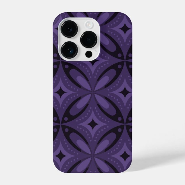 Dark Purple Colored Retro Pattern iPhone Hülle (Rückseite)