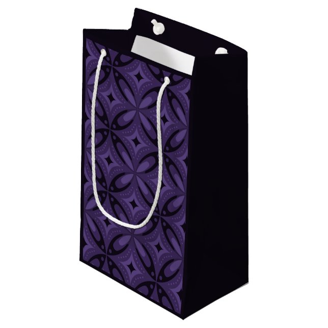 Dark Purple Colored Retro Pattern Kleine Geschenktüte (Vorderseite Schrägansicht)