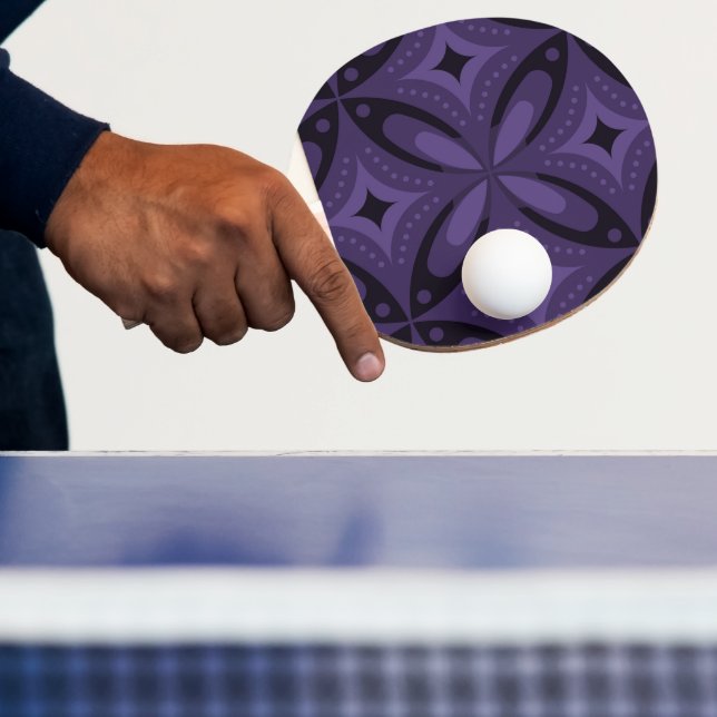 Dark Purple Colored Retro Pattern Tischtennis Schläger (InSitu)