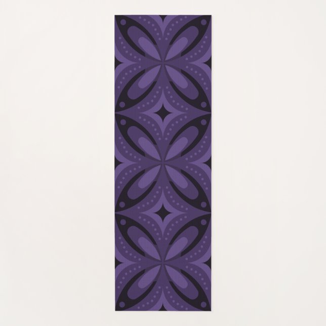 Dark Purple Colored Retro Pattern Yogamatte (Vorderseite)