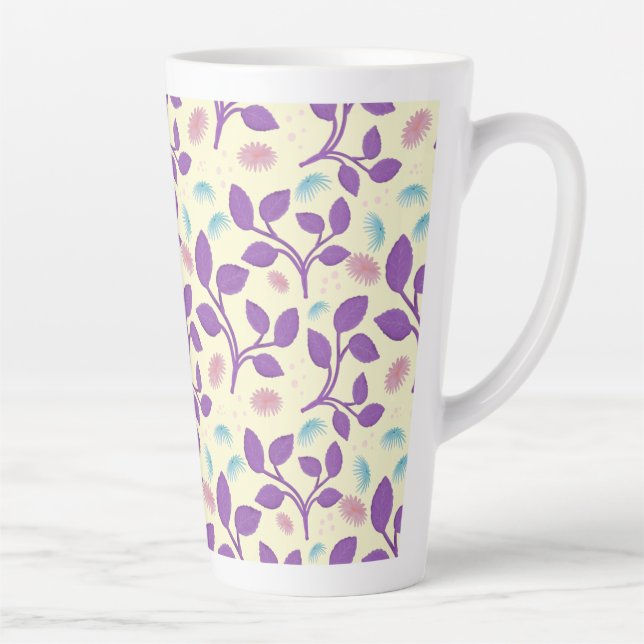 Dark Purple Floral Pattern | Aesthetic Seamless  Milchtasse (Rechts)