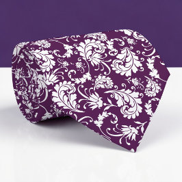 Dark Purple Floral Pattern Custom Necktie Krawatte