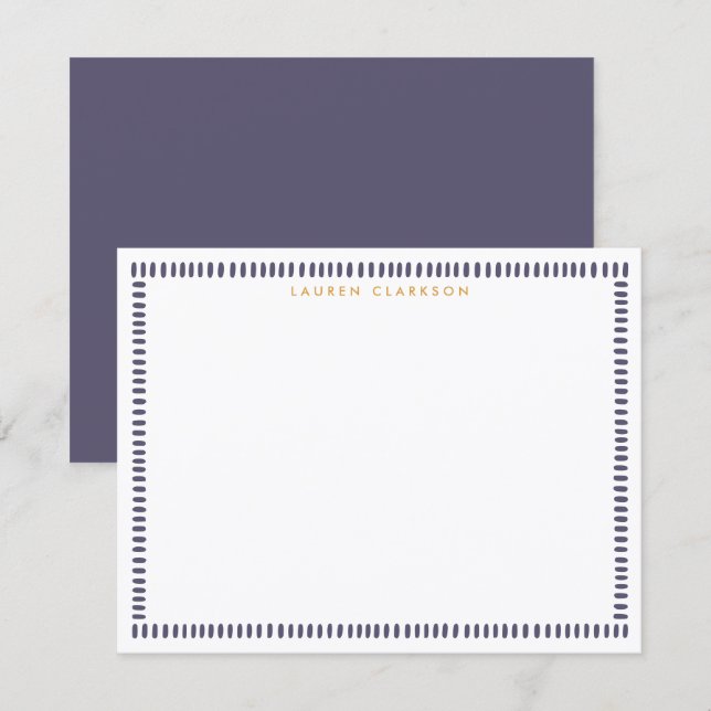 Dark Purple Hand Painted Striped Frame Note Card Einladung (Vorne/Hinten)