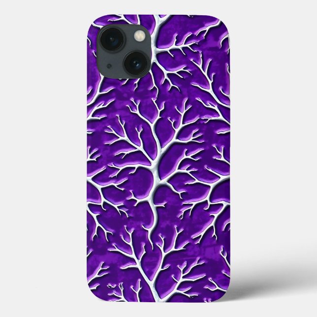 Dark Purple iPhone Case with Vein Texture (Rückseite)