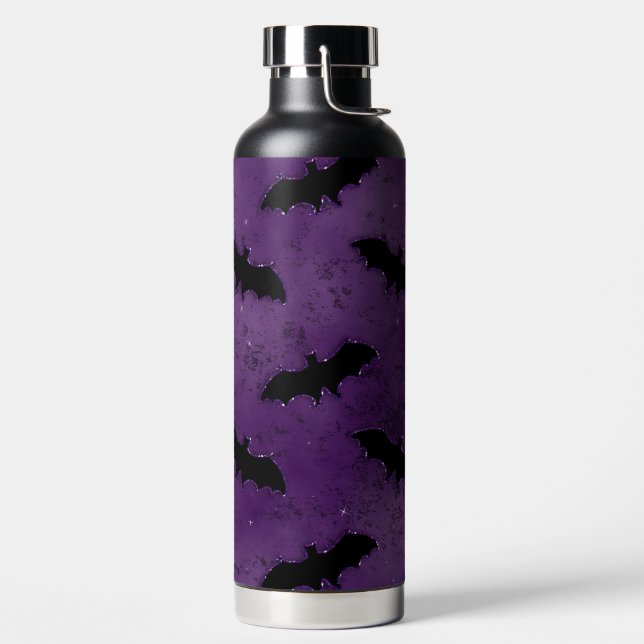 DARK PURPLE WITH BLACK HALLOWEEN BATS TRINKFLASCHE (links)