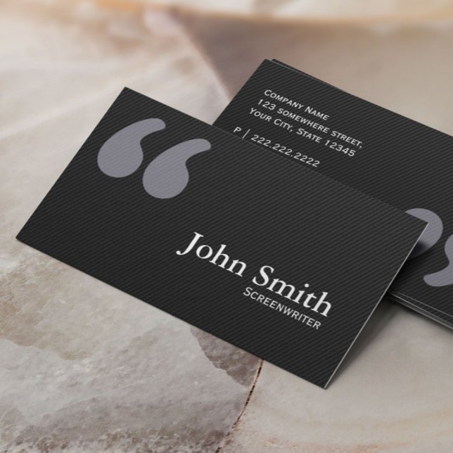 Dark Quote Marks Screenwriter Business Card Visitenkarte (Von Creator hochgeladen)