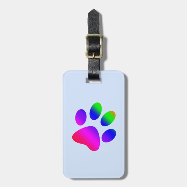 Dark Rainbow Cfarbene Paw Print Gepäckanhänger (Vorderseite vertikal)
