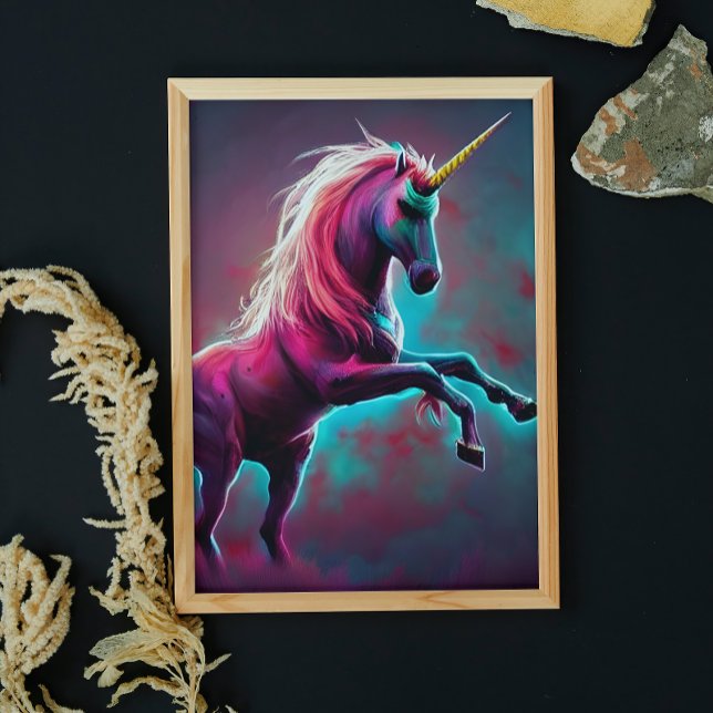 Dark Rainbow Gothic Unicoron AI erstellt digitale  Poster (Von Creator hochgeladen)