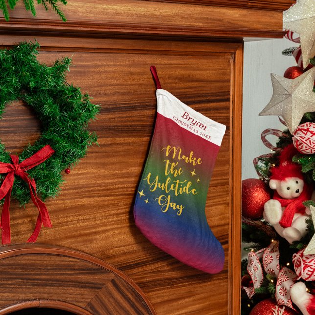 Dark Rainbow Yuletide Pride Personalisiert Kleiner Weihnachtsstrumpf (Von Creator hochgeladen)