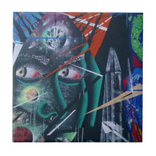 Dark Rave Graffiti Fliese