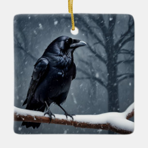 Dark Raven Black Bird Keramikornament