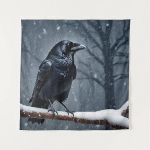 Dark Raven Black Bird Wandteppich