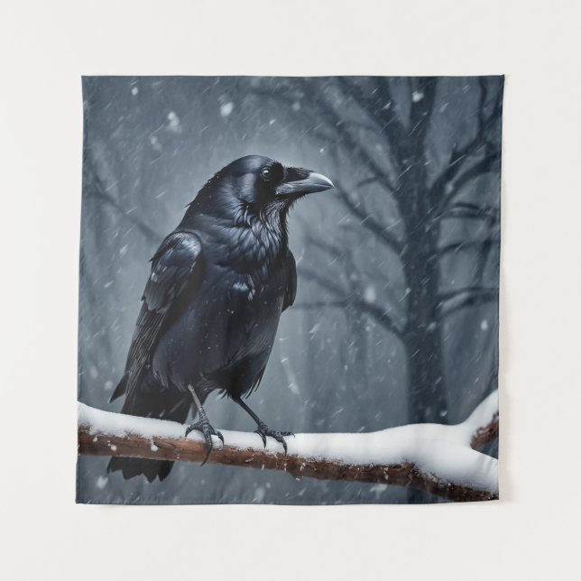 Dark Raven Black Bird Wandteppich (Vorderseite)