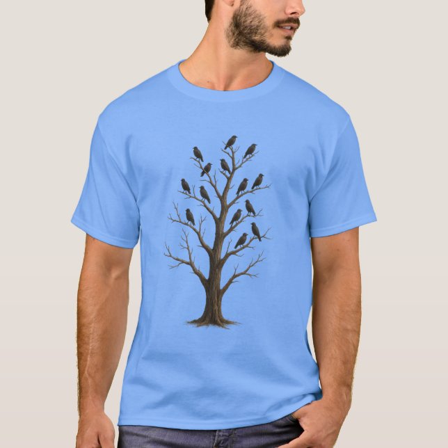 Dark Raven Tree – Gothic Crow Art for Halloween  T-Shirt (Vorderseite)