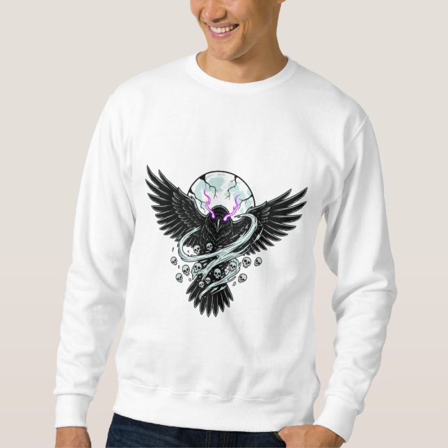 Dark Raven Under the Halloween Moon Sweatshirt (Vorderseite)