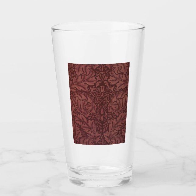 Dark Red Acanthus Blätter (von William Morris) Glas (Vorderseite)
