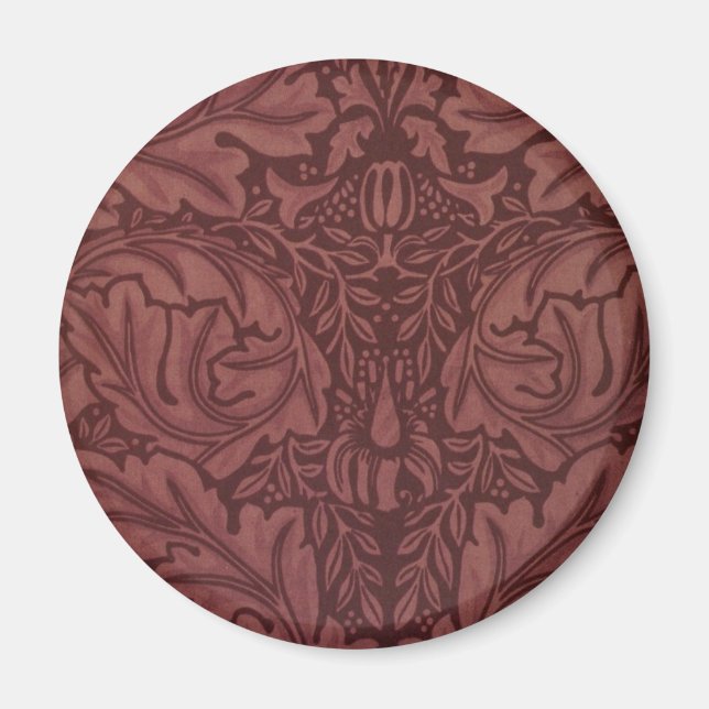 Dark Red Acanthus Blätter (von William Morris) Magnet (Vorne)