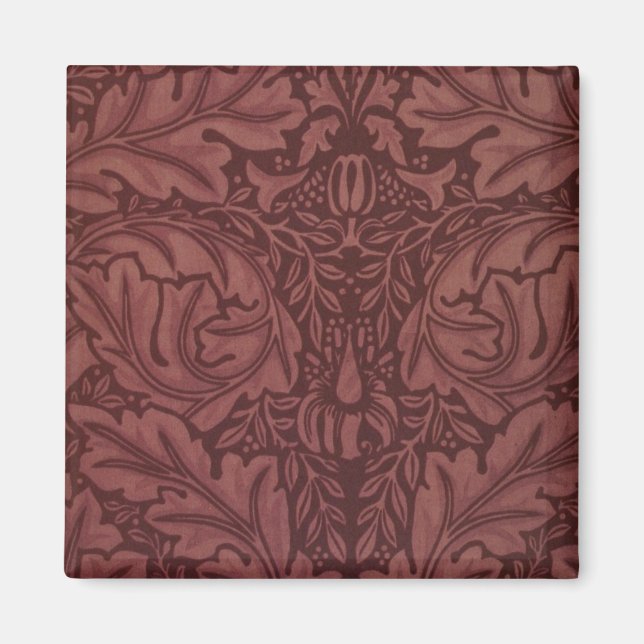 Dark Red Acanthus Blätter (von William Morris) Magnet (Vorne)