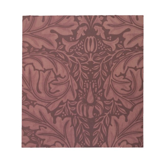 Dark Red Acanthus Blätter (von William Morris) Notizblock (Vorderseite)