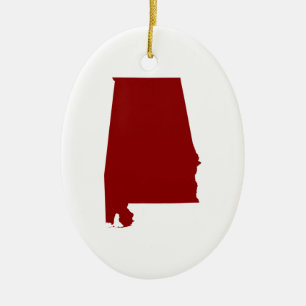 Dark Red Alabama Shape Keramikornament