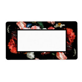 Dark Red and Black Floral Blank Address Labels