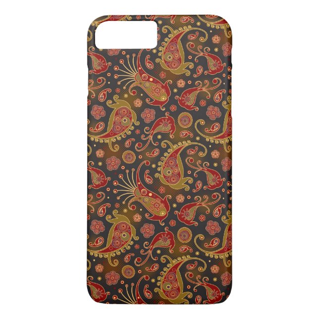 Dark Red and Gold Paisley Pattern Case-Mate iPhone Hülle (Rückseite)