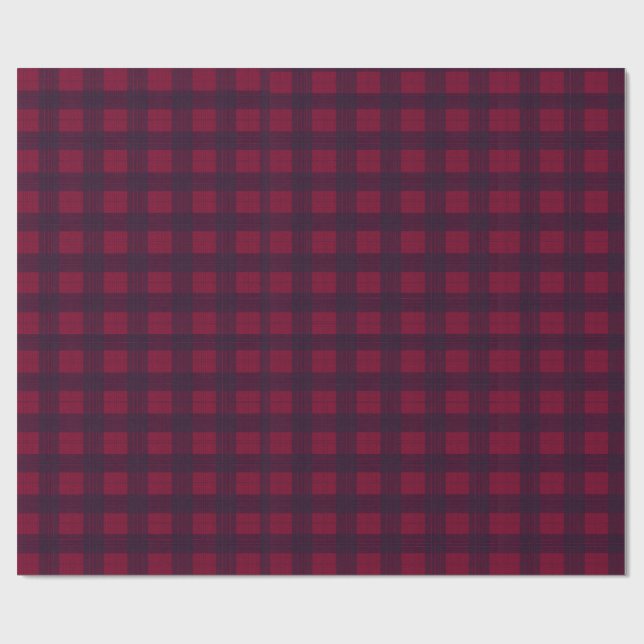 Dark Red and Navy Blue Tartan Wrapping Paper Geschenkpapier (Flach)