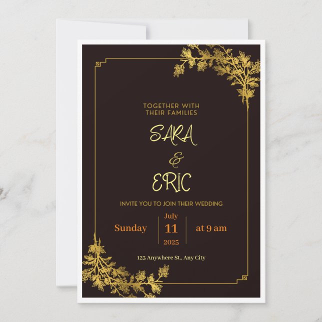 Dark Red and Orange Aesthetic Wedding Invitations Einladung (Vorderseite)