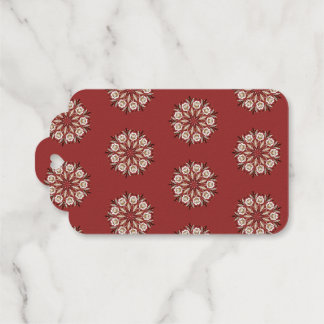 Dark red and white Norwegian Rosemaling floral  Geschenkanhänger