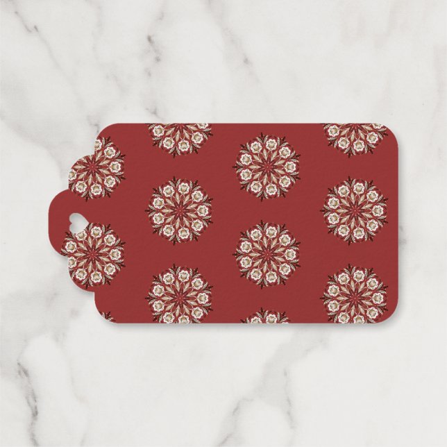 Dark red and white Norwegian Rosemaling floral  Geschenkanhänger (Rückseite (Horizontal))