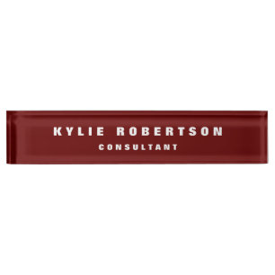 Dark Red Beruflich Trendy Modern Namensplakette