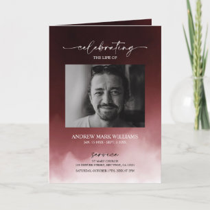 Dark Red Beuneral Order of Service Folded Program Karte