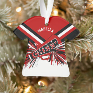 Dark Red, Black and White Cheerleader 📣 💖 Ornament