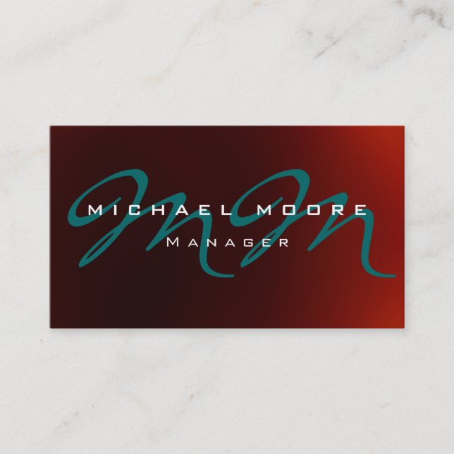 Dark Red Blue Monogram Business Card Visitenkarte (Vorderseite)