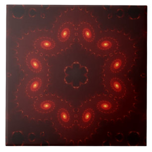 Dark Red Burgundy Gothic Lace Snowflake Fliese