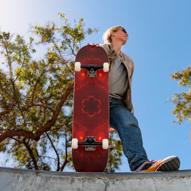 Dark Red Burgundy Gothic Lace Snowflake Skateboard (Außenbereich 1)
